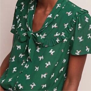 Maeve Anthropologie Green Top S - Terrier Dogs